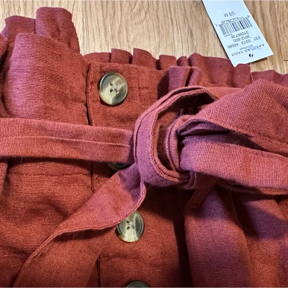 American Eagle Outfitters Maroon/rust Skirt Button-Up removable belt - Picture 6 of 7
